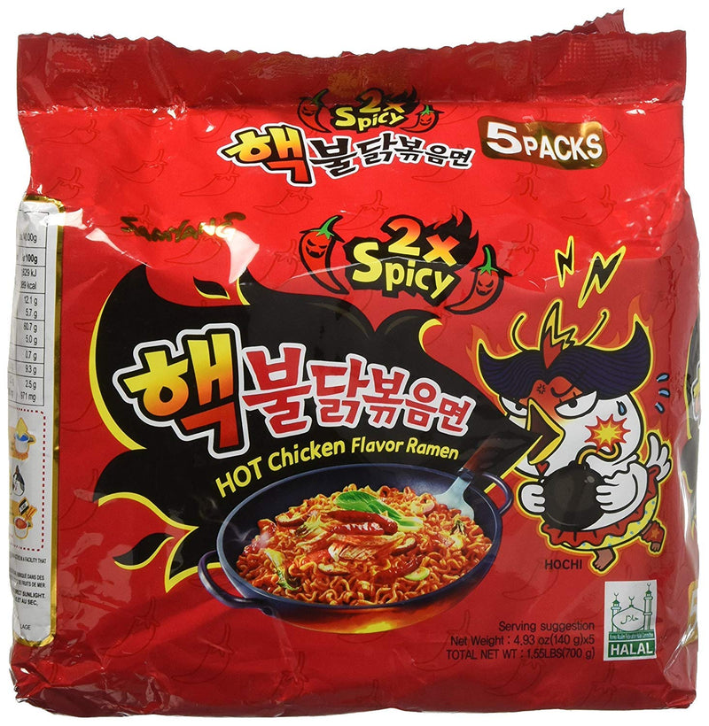 [Samyang Buldak] 2X Spicy Buldalk Bokkeummyeon Spicy Chicken Roasted Noodles (Pack of 5)